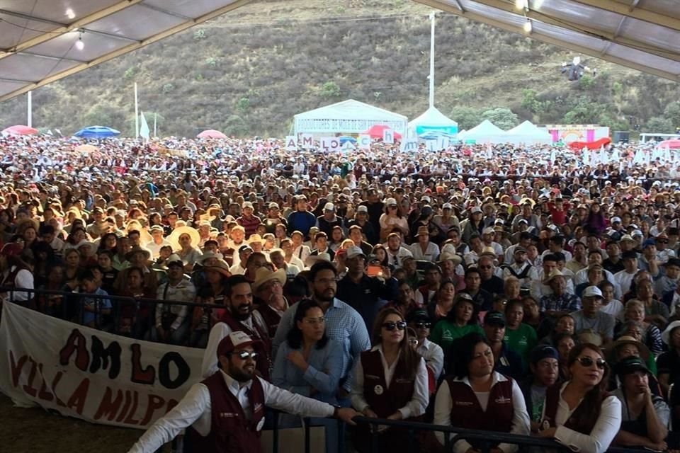 Asistentes el mitin de López Obrador en Milpa Alta.