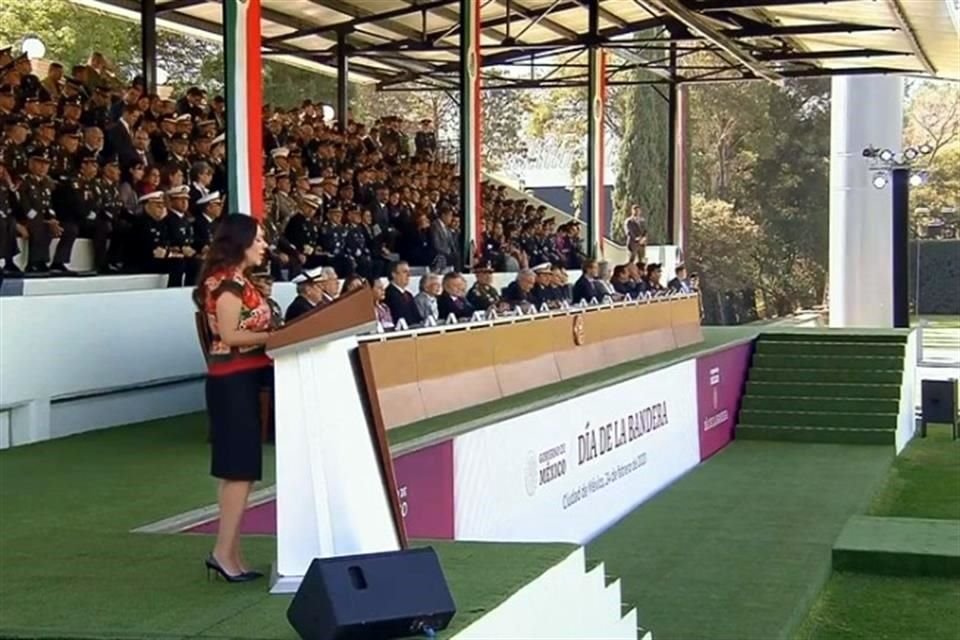 La panista Laura Rojas durante su intervención en el acto oficial en Campo Marte.