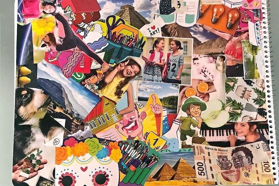 Collage 'Mi vida y sueños en una hoja', de Roberta Chávez, una joven de 12 años.