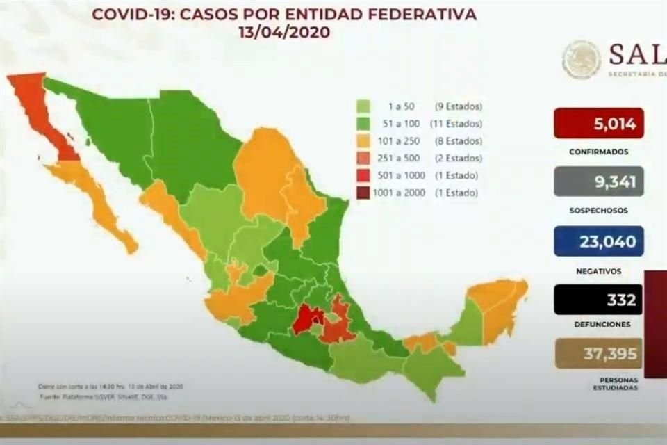 Así el mapa del Covid-19 en México.