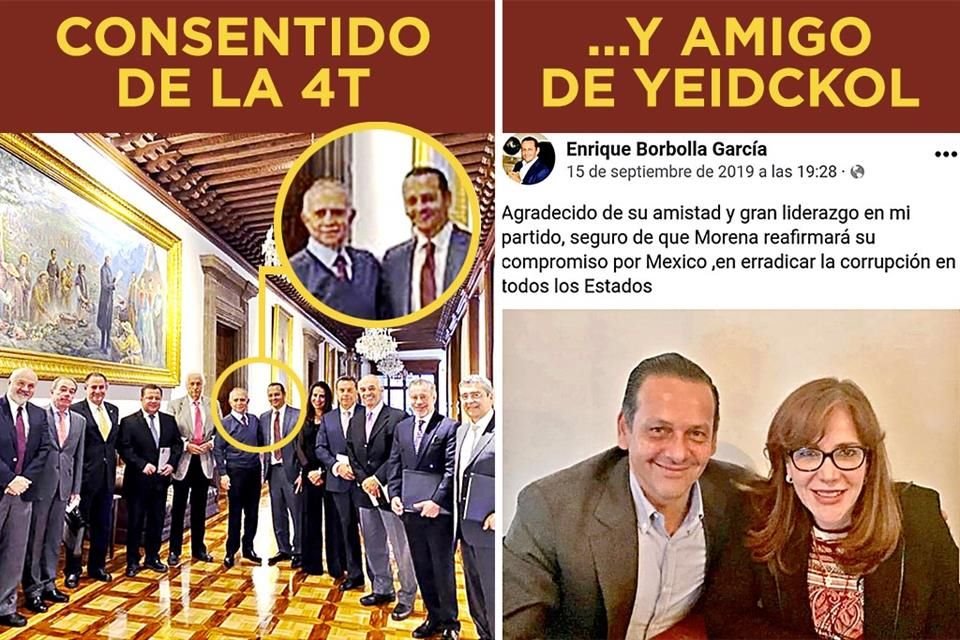 El 15 de septiembre de 2019,  Enrique Borbolla public una foto junto a la presidenta nacional de Morena en la que agradece su amistad y dice estar seguro que ese partido erradicar la corrupcin.