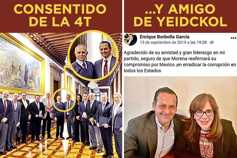 El 15 de septiembre de 2019, Enrique Borbolla publicó una foto junto a la presidenta nacional de Morena en la que agradece su amistad y dice estar seguro que ese partido erradicará la corrupción.