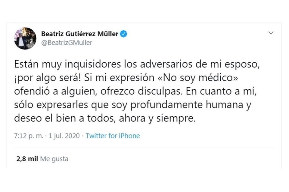 Mensaje de Beatriz Gutiérrez Müller.