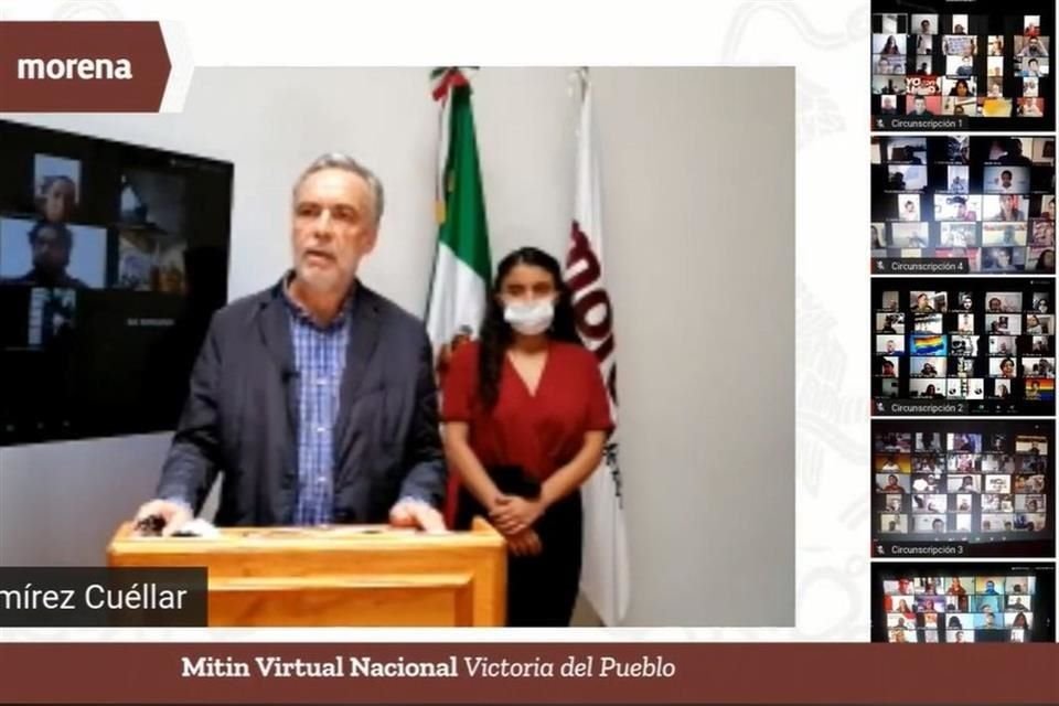 Alfonso Ramírez Cuéllar encabezó un mitin virtual para conmemorar los dos primeros años del triunfo electoral de Morena.