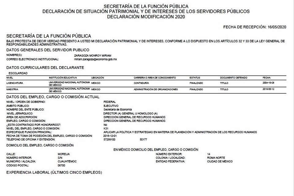 Miriam Zaragoza Monroy asumió su puesto en la SE la misma fecha que inició Administración de López Obrador.