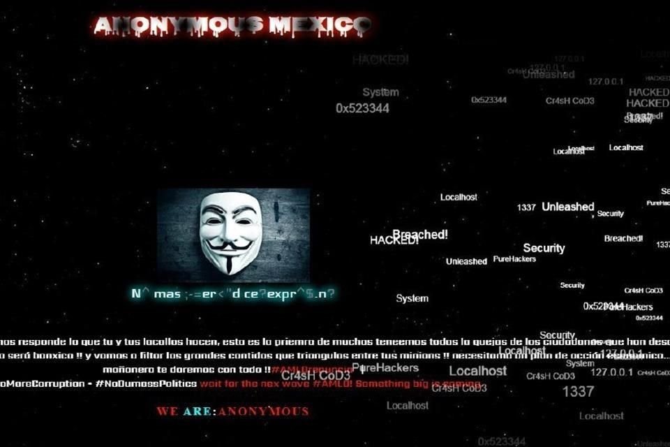Anonymous México desplegó un mensaje en el portal de Condusef.