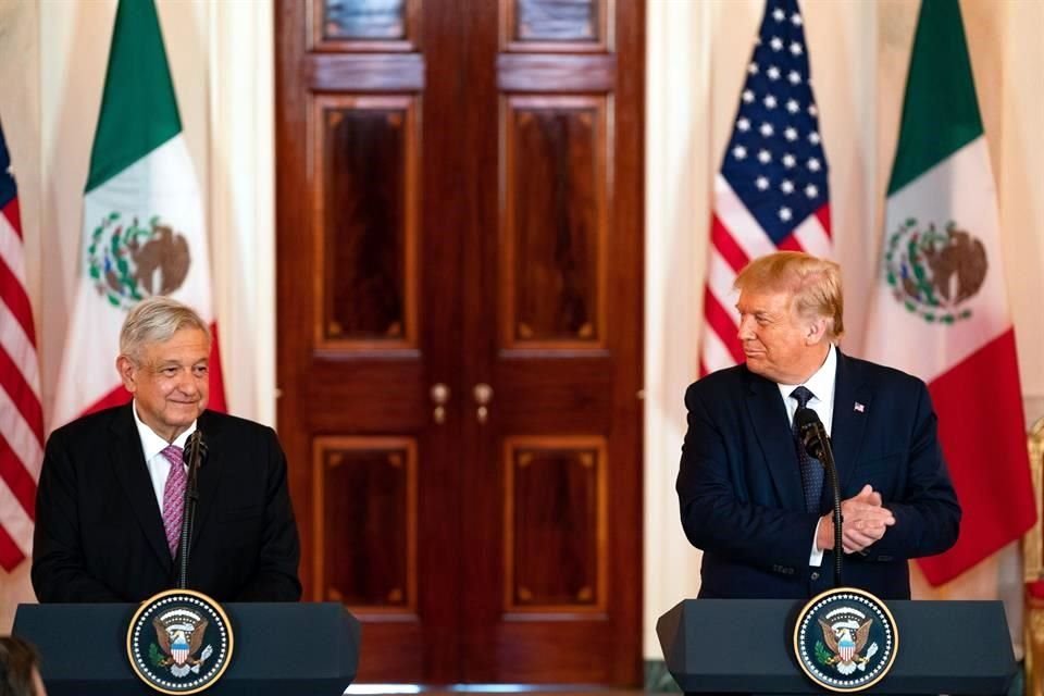 El Presidente, Andrés Manuel López Obrador, durante un mensaje con su homólogo estadounidense, Donald Trump, el miércoles.