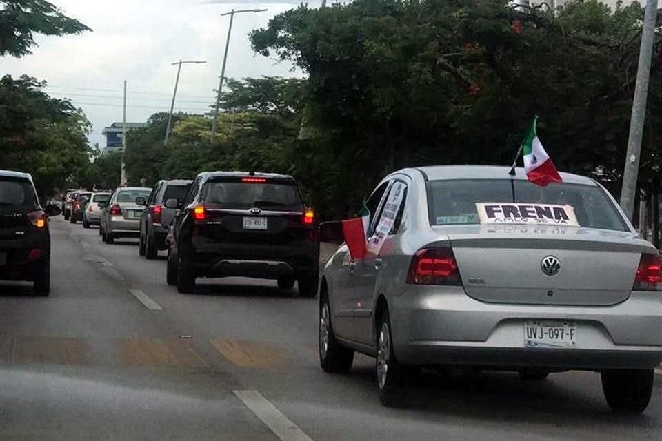 Aspecto de la movilización en Cancún.