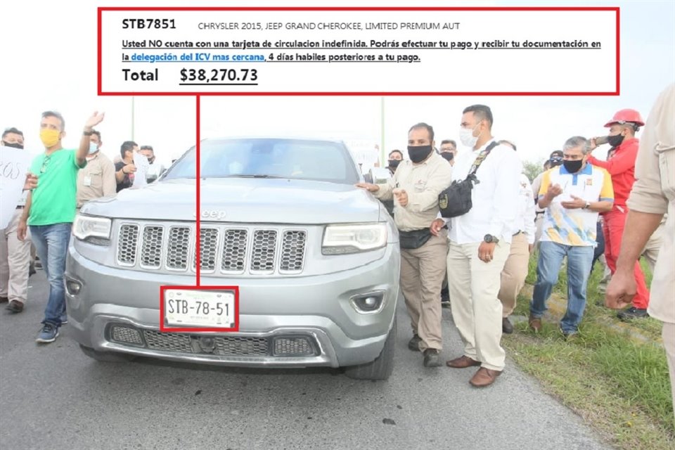 Según el portal del Instituto de Control Vehicular, la camioneta tiene un adeudo por más de 38 mil pesos.