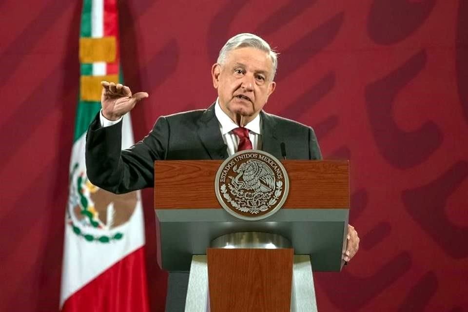 López Obrador en su conferencia de prensa en Palacio Nacional.