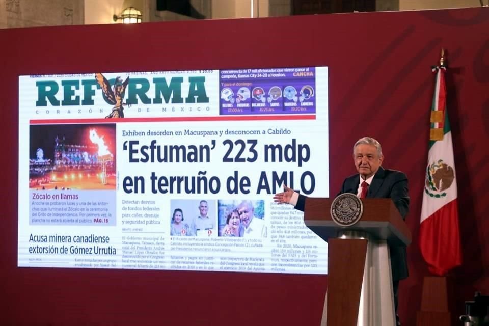 El Presidente López Obrador arremetió molesto por divulgación de faltante de 223 mdp en Gobierno de Macuspana, y criticó a REFORMA.