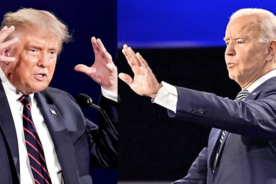 Donald Trump y Joe Biden durante el debate de ayer.