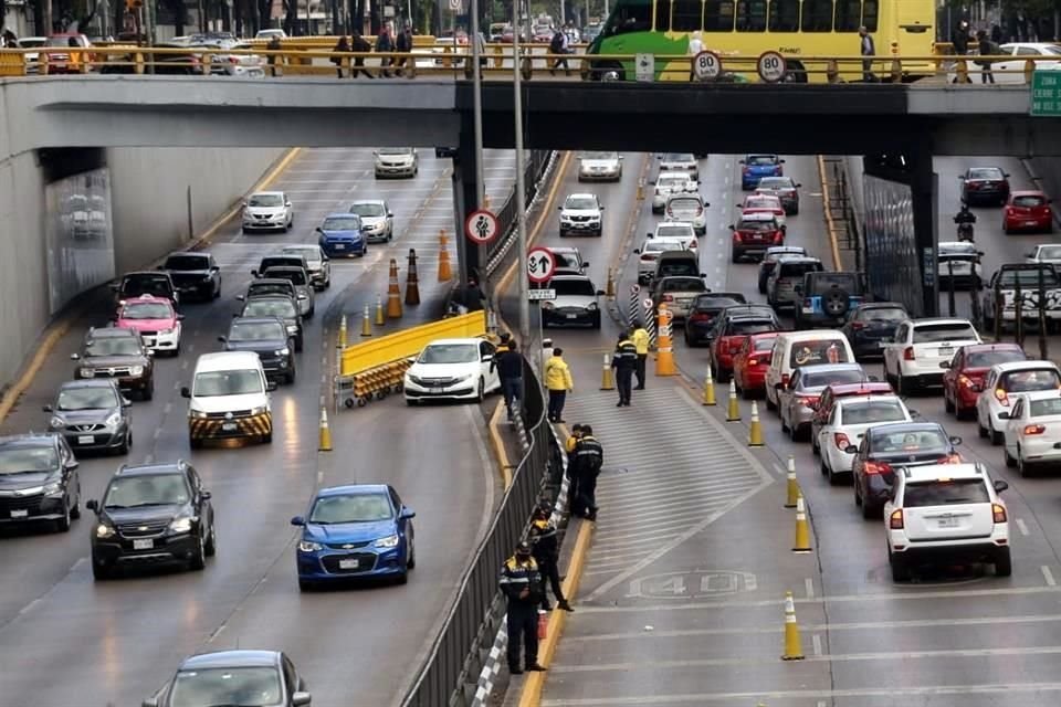 En la CDMX se implementa un carril reversible en Circuito Interior, de La Raza a Chapultepec por las mañanas y en sentido inverso por las tardes. 