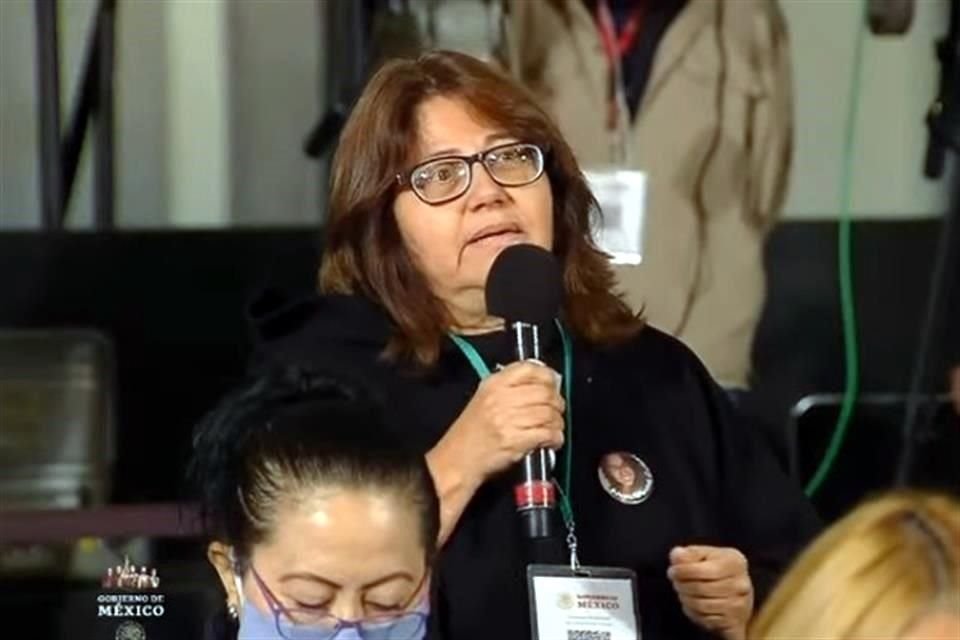 La periodista Soledad Jarquín en la conferencia de este martes en Palacio Nacional.