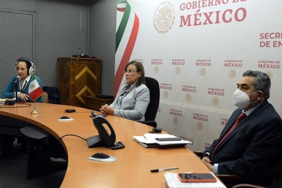 Rocío Nahle, titular de Sener, durante la reunión con la OPEP+.