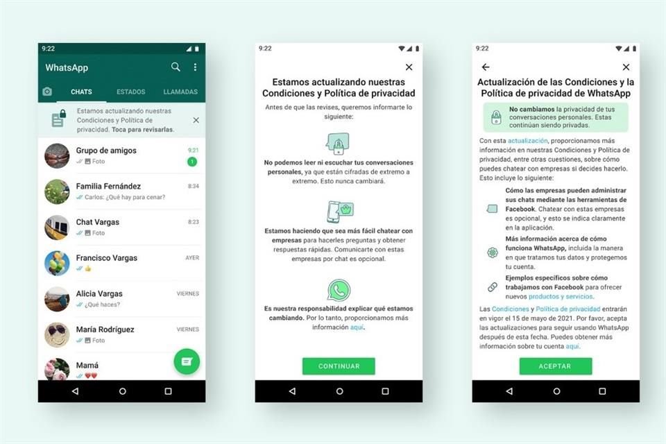 La app comenzará a mostrar un nuevo banner para que los usuarios revisen las Condiciones del servicio y Política de privacidad.