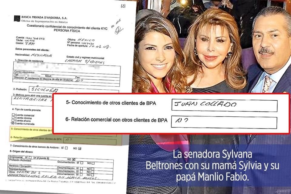 Cuenta que abri Sylvia Snchez en 2008, en la que seala a Juan Collado como la persona que le recomend el banco.