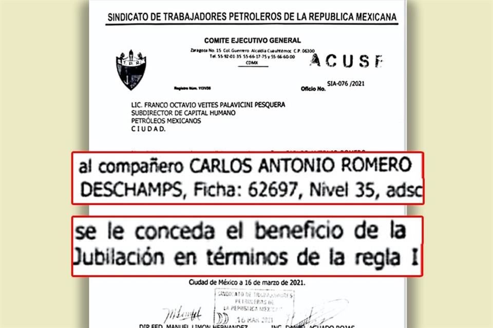 Carlos Romero Deschamps inició ayer mismo sus gestiones para jubilarse.
