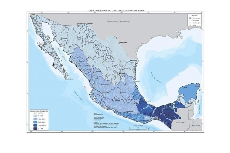 Mapa disponibilidad agua México