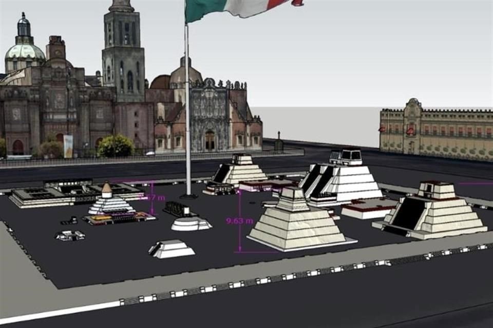Una maqueta monumental policroma ocupar el Zcalo de la Ciudad de Mxico; reproducir las edificaciones prehispnicas arrasadas hace cinco siglos durante la Conquista.
