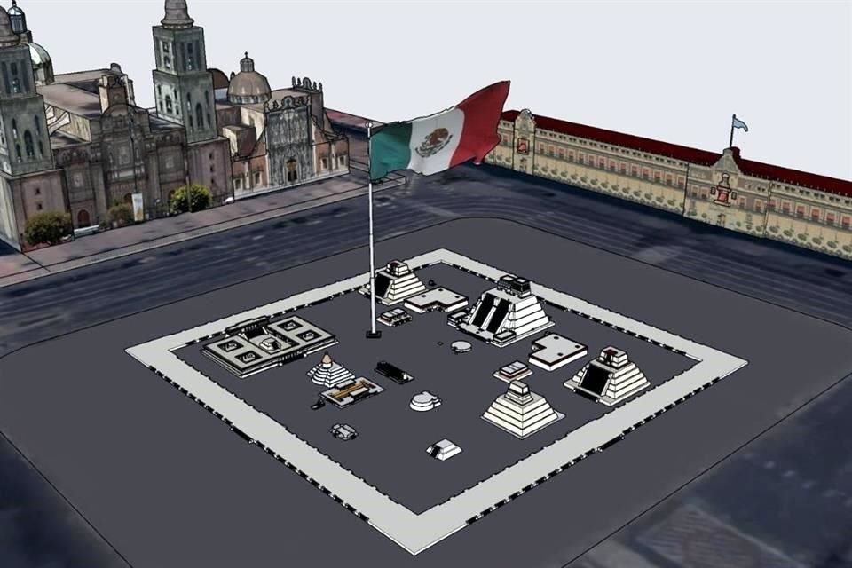 Una maqueta monumental policroma ocupar el Zcalo de la Ciudad de Mxico; reproducir las edificaciones prehispnicas arrasadas hace cinco siglos durante la Conquista.