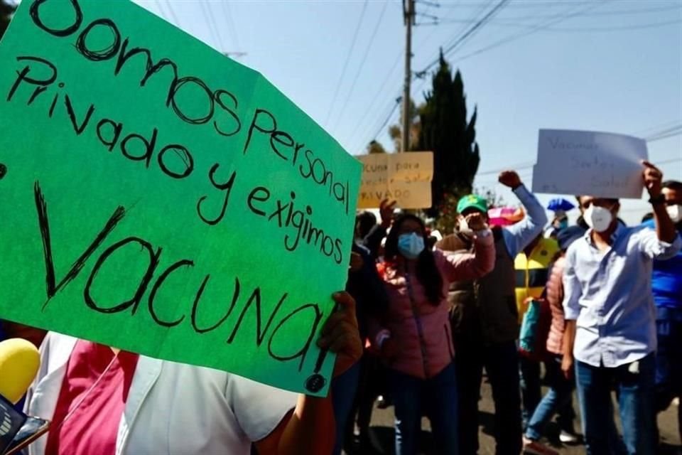 Protesta de personal médico privado en la Ciudad de México.