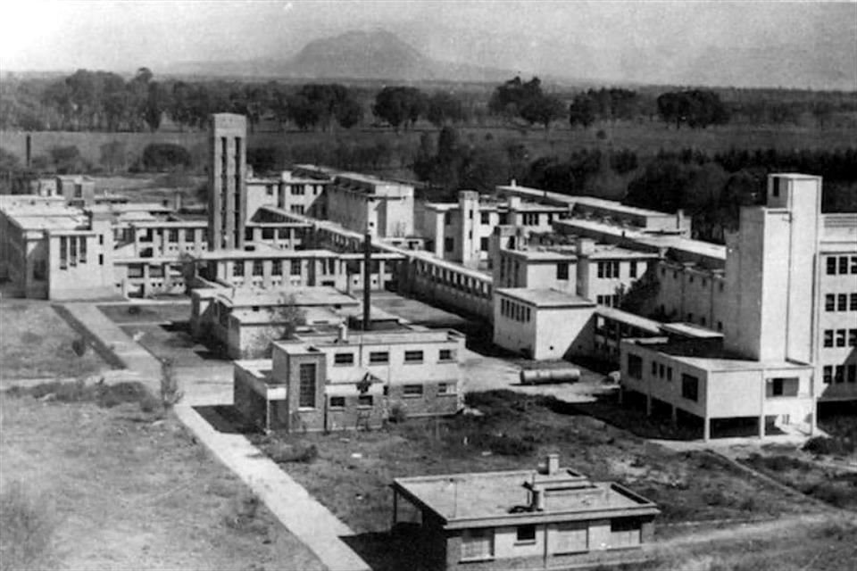 Aspecto original del Hospital de Tuberculosos, en Tlalpan, del cual queda prácticamente nada. Hoy es el Hospital General Dr. Manuel Gea González.