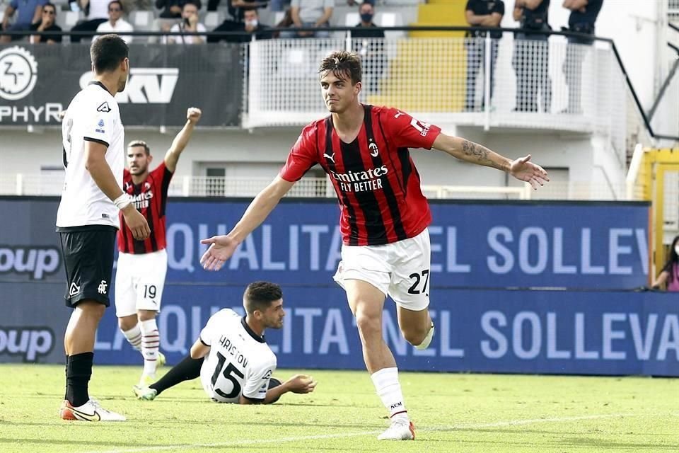 Daniel Maldini marcó su primer gol con el Milan.
