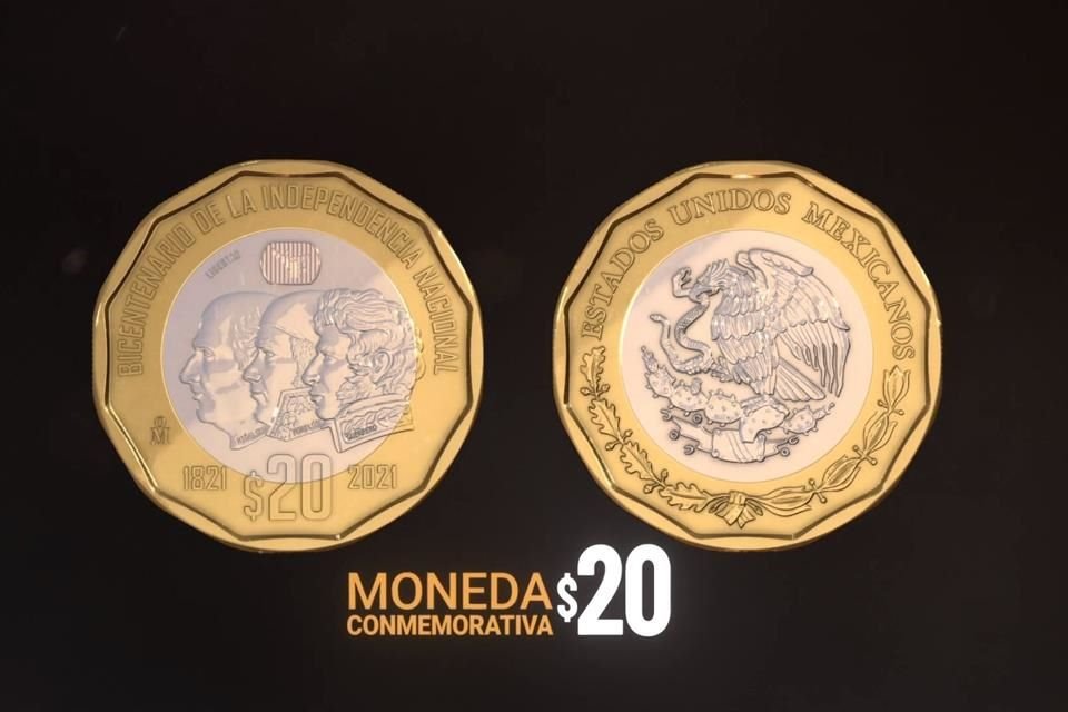 Las monedas de 20 pesos son de forma dodecagonal.