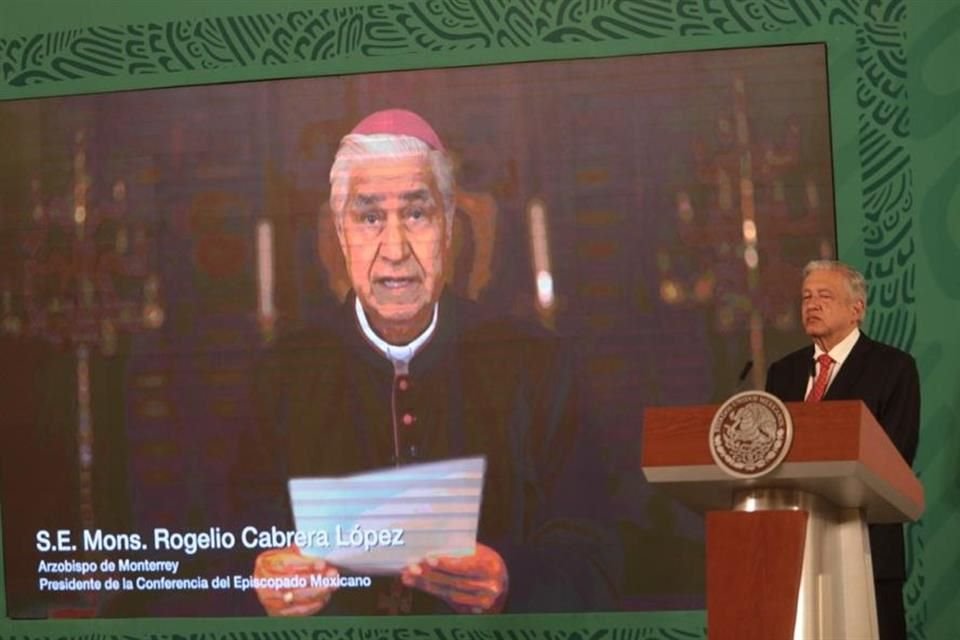 En conferencia mañanera se transmitió la lectura de la carta a cargo de Monseñor Rogelio Cabrera López.