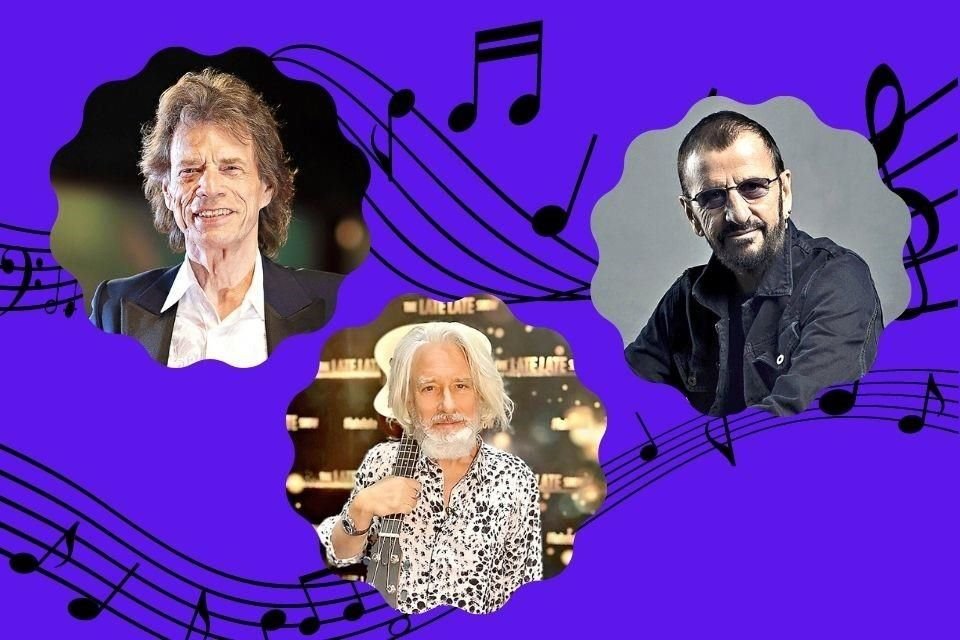 (IZQ A DER) Mick Jagger, Adam Clayton y Ringo Starr.