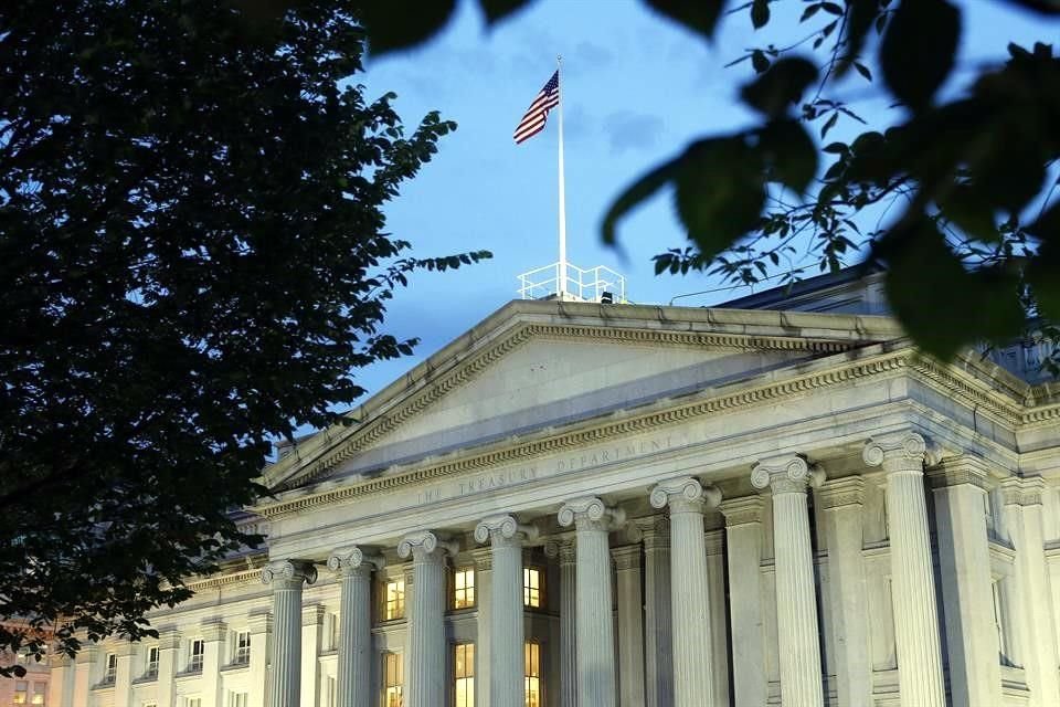 Vista exterior del Departamento del Tesoro, en Washington D.C.