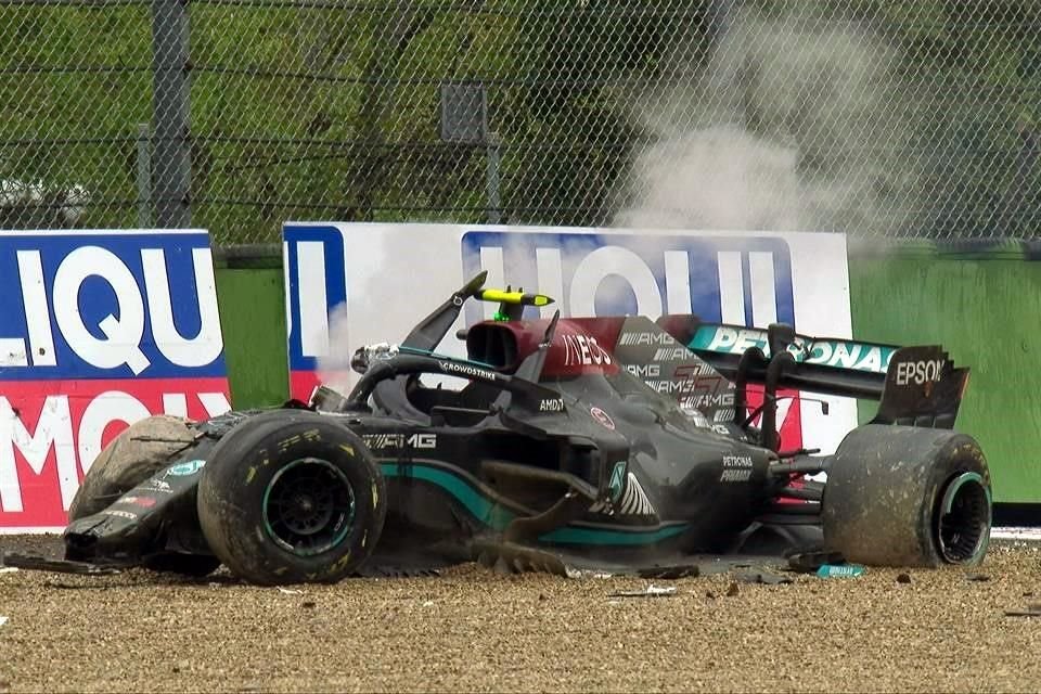 Así quedó el carro de Bottas tras el accidente.