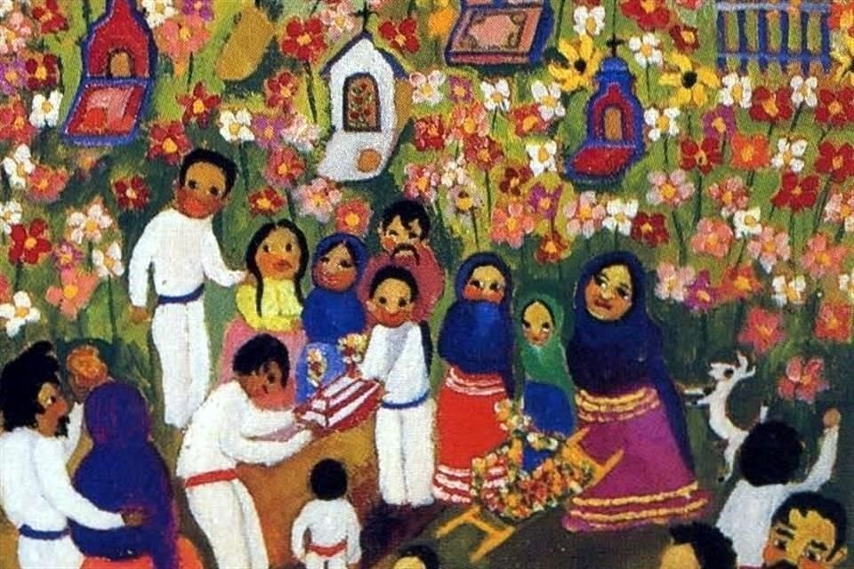 Detalle del óleo 'En el panteón', pintado por Nahui Olin, que la escritora prestó en 1992 para una exposición en el Museo Casa Estudio Diego Rivera.