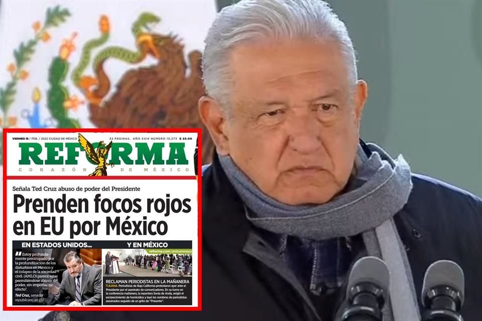 REFORMA publicó este viernes que Ted Cruz advirtió a Gobierno de EU que AMLO podría estar abusando de su poder. En la imagen, el Presidente en conferencia desde Ciudad Juárez.