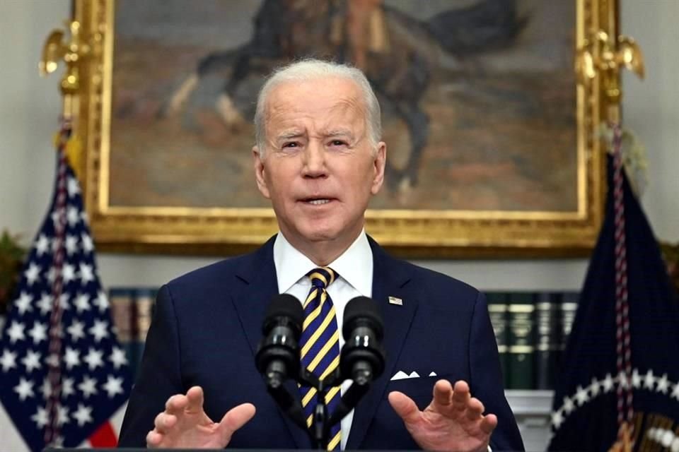 El Presidente de EU, Joe Biden, al anunciar la prohibición de importación de petróleo ruso.