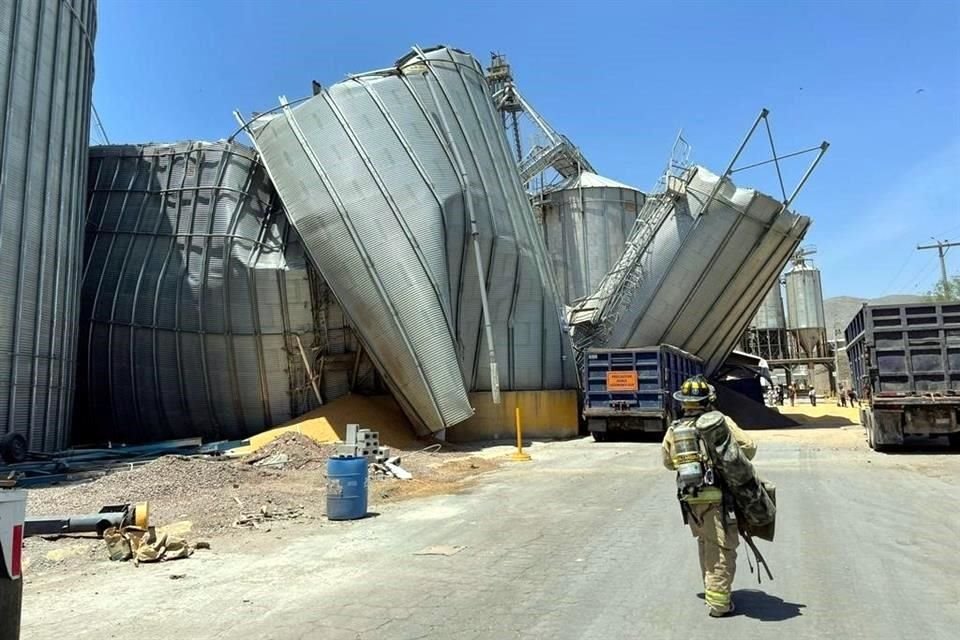 Un trabajador quedó atrapado y aún no ha sido localizado al colapsarse los silos o sitios en donde se almacenaba maíz, de la empresa Alimentos Balanceados Simón Bolívar, en Torreón.