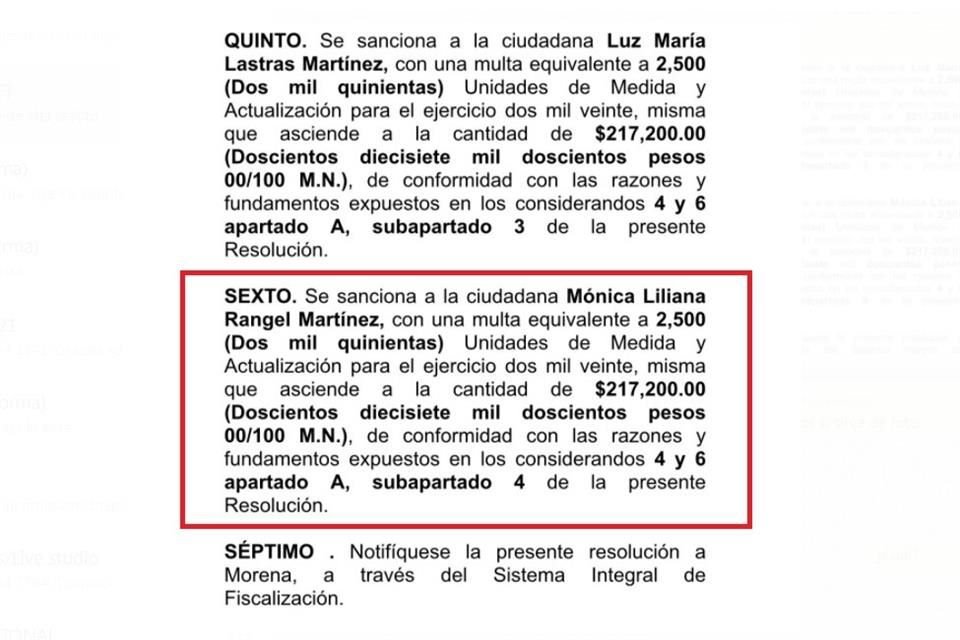 INE modificó su proyecto para imponer sólo una sanción por 217 mil pesos a la candidata de Morena.