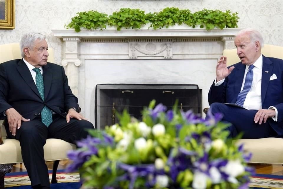 El Presidente Lpez Obrador  y Joe Biden en la Casa Blanca el martes.