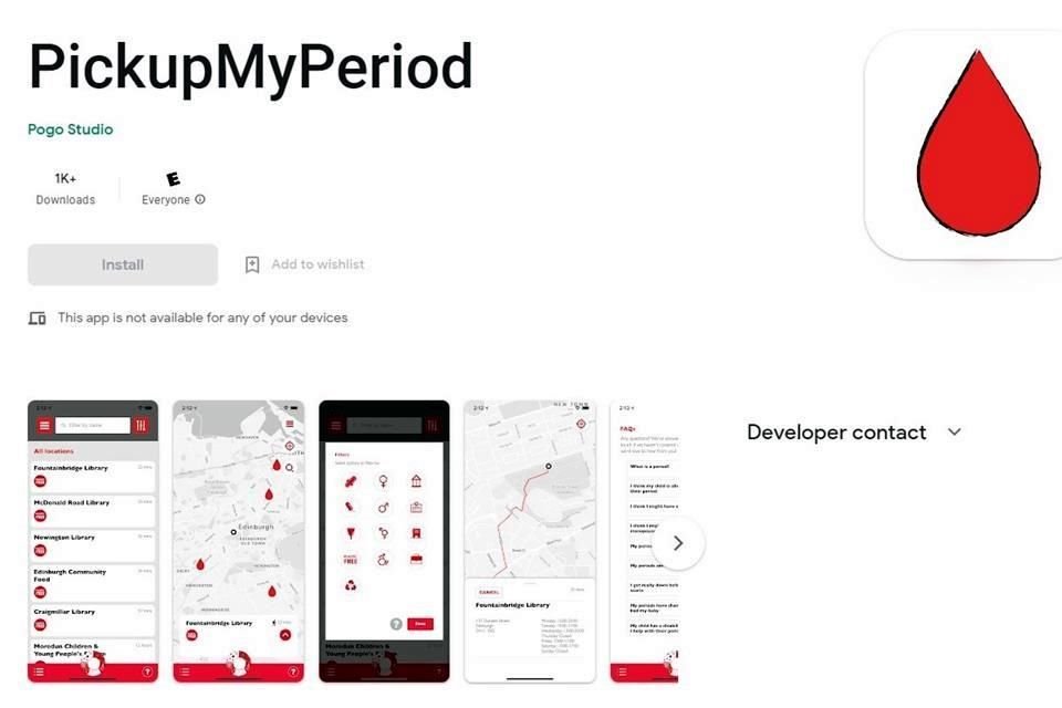 La aplicación PickupMyPeriod muestra los puntos de distribución gratuita de los productos menstruales.