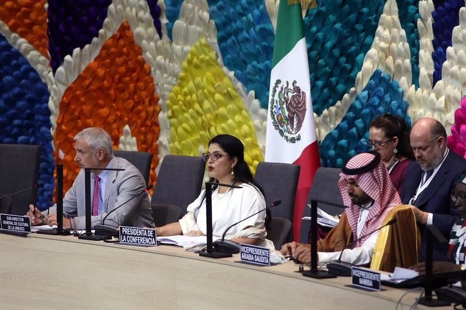 Durante la sesión plenaria de apertura  Alejandra Frausto, Secretaria de Cultura de México, fue elegida presidenta de la Conferencia Mondiacult 2022.
