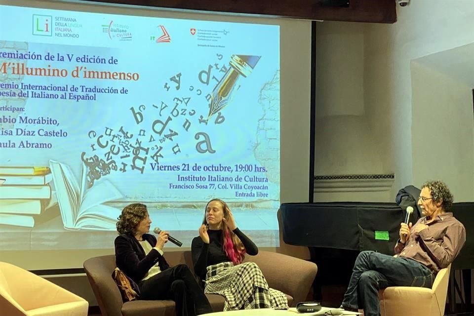 Paula Abramo, Elisa Díaz Castelo y Fabio Morábito charlaron en el Instituto Italiano de Cultura sobre los retos al traducir poesía.