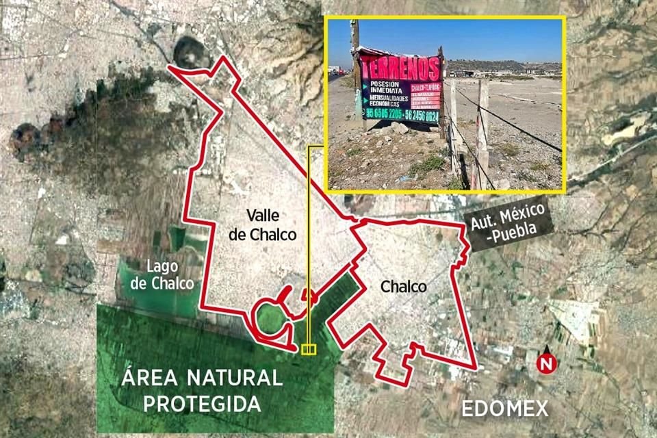 Pobladores que llenaron de cascajo un predio en una Área Natural Protegida en el Valle de México, ahora ofertan terrenos hasta en $300 mil.