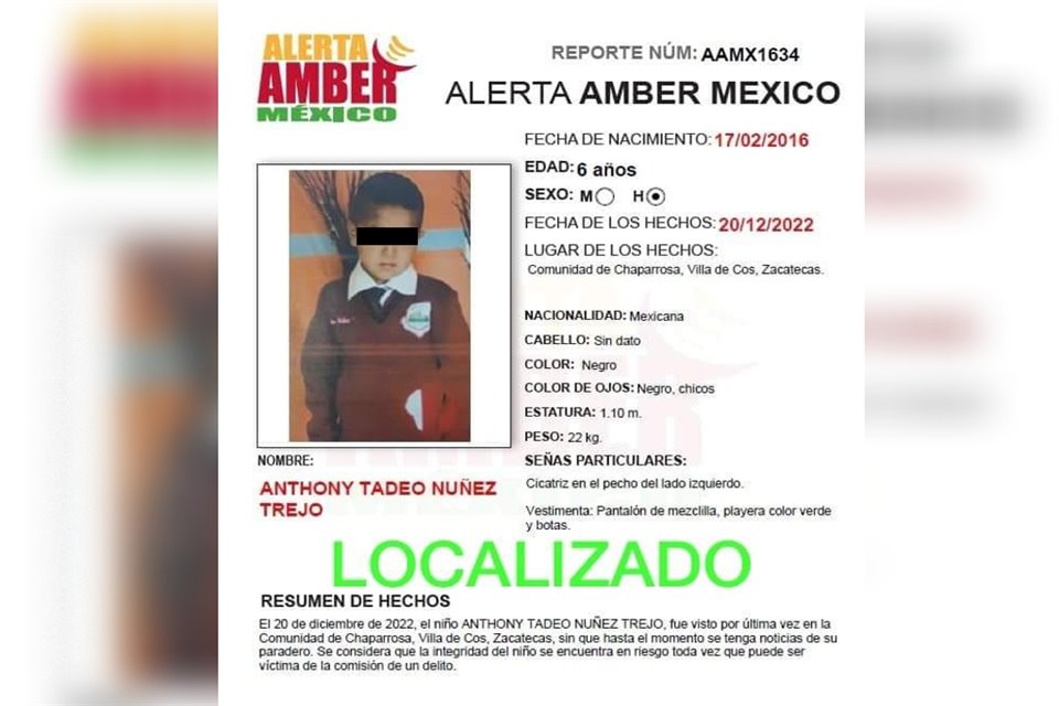 A más de un mes de la desaparición del niño Tadeo, en Zacatecas, autoridades reportaron que estaba deambulando en Municipio de Morelos; está en buen estado de salud.