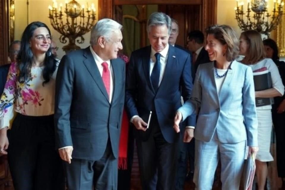 En septiembre pasado, el presidente López Obrador se reunió con el secretario de Estado, Antony Blinken y la secretaria de Comercio de Estados Unidos, Gina Raimondo, en Palacio Nacional.