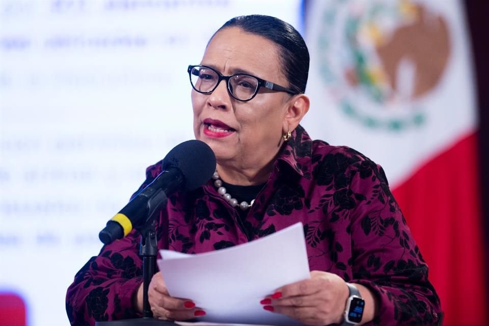 Rosa Icela Rodríguez, Secretaria de Seguridad, en conferencia de prensa.
