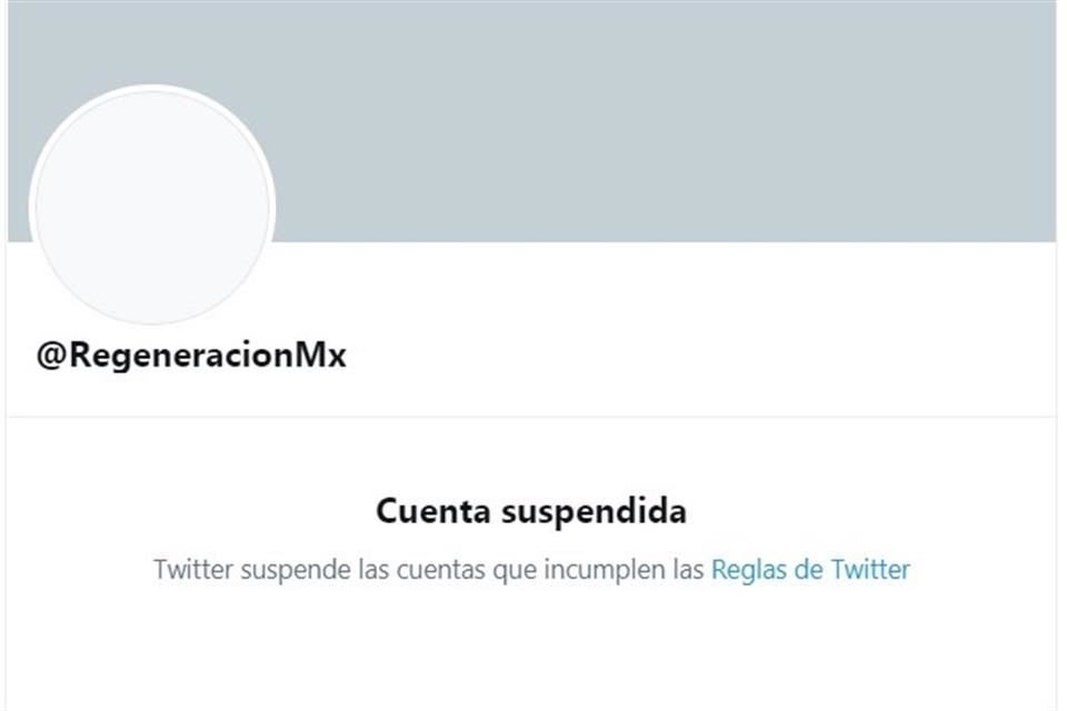 Desde anoche, la cuenta aparece con la leyenda 'Cuenta suspendida. Twitter suspende las cuentas que incumplen las Reglas de Twitter'.