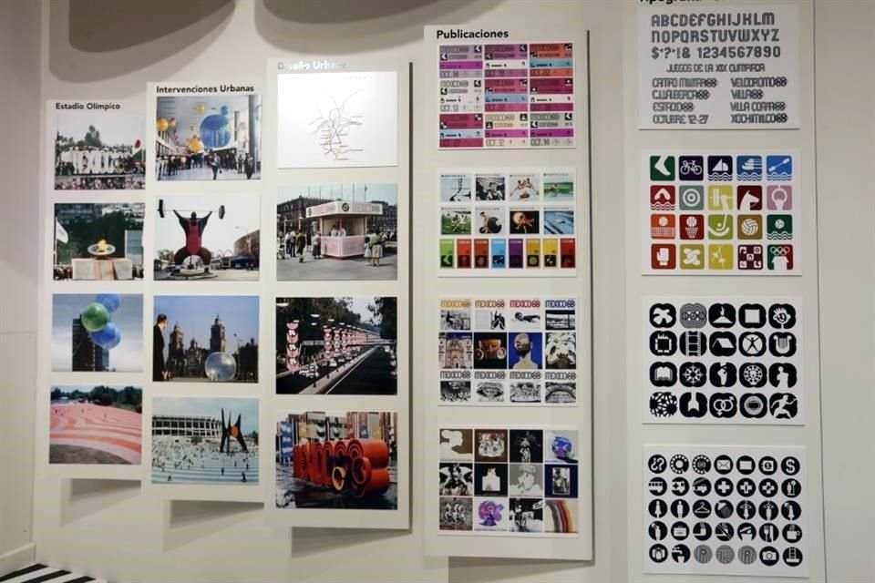 La exposición está organizada en cuatro secciones. La primera se titula 'Entornos urbanos' y destaca, entre otras aportaciones, el diseño gráfico de los Juegos Olímpicos de 1968.