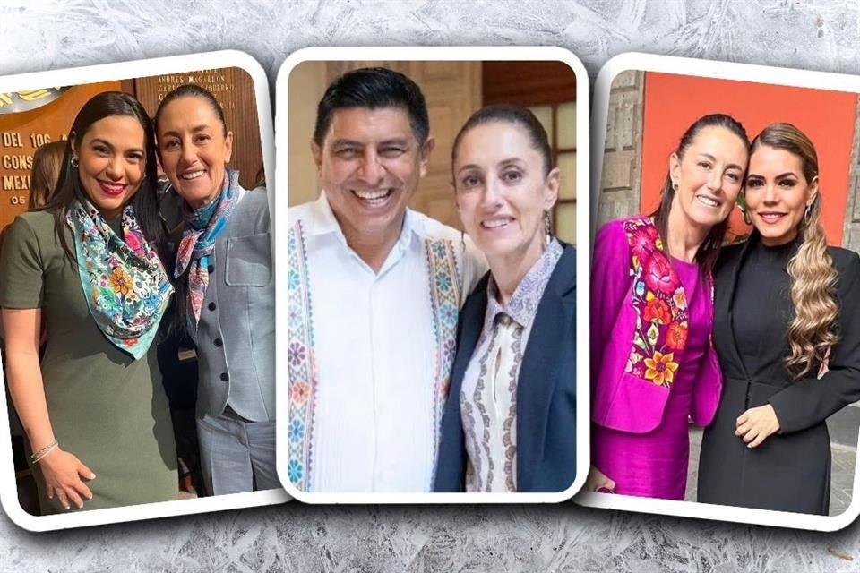 Indira Vizcaíno, Salomón Jara y Evelyn Salgado presumieron fotos con Claudia Sheinbaum.