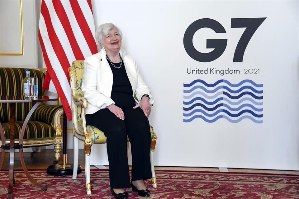 Janet Yellen, Secretaria del Tesoro de EU, durante la reunión del G-7.